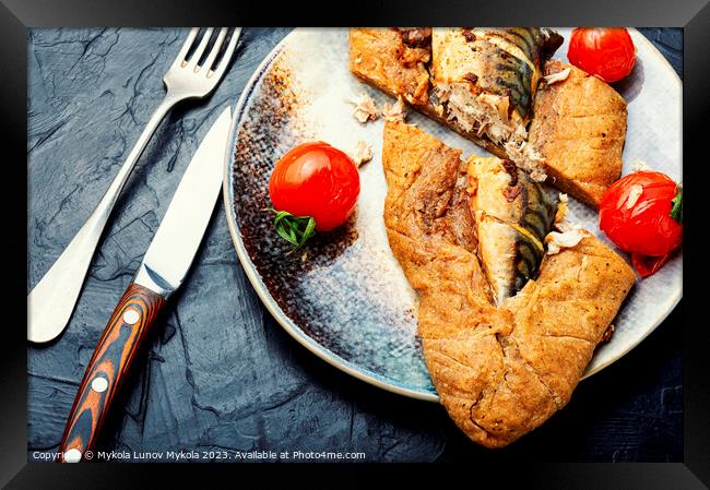 Whole fish baked in bread, fish pie. Framed Print by Mykola Lunov Mykola