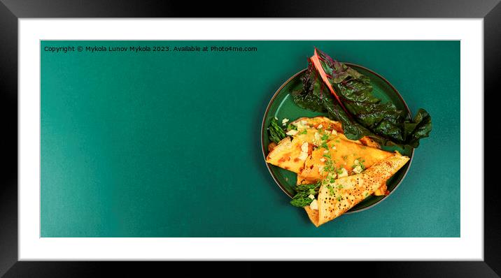 Omelet with greens, space for text Framed Mounted Print by Mykola Lunov Mykola