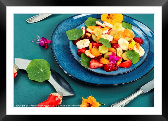 Preparing a vegetarian fruit salad. Framed Mounted Print by Mykola Lunov Mykola