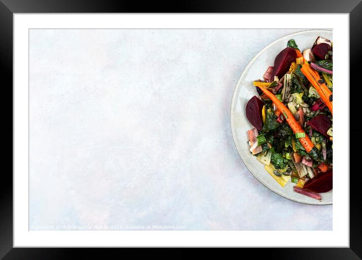 Diet salad of stewed vegetables. Framed Mounted Print by Mykola Lunov Mykola