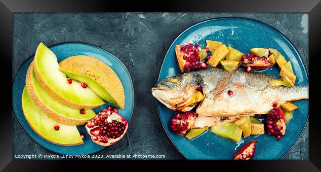 Dorado fish prepared with melon. Framed Print by Mykola Lunov Mykola