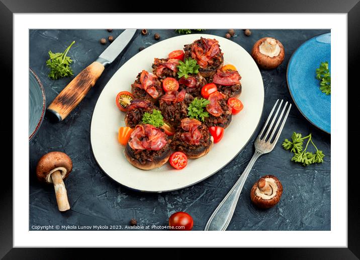 Baked stuffed mushrooms. Framed Mounted Print by Mykola Lunov Mykola