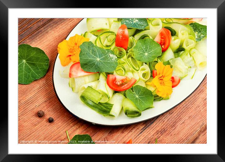 Fresh summer salad with flowers nasturtium Framed Mounted Print by Mykola Lunov Mykola