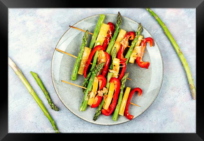 Vegetable skewers with asparagus and cheese. Framed Print by Mykola Lunov Mykola