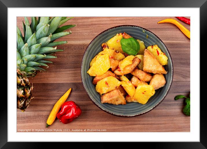 Tofu with pineapple. Framed Mounted Print by Mykola Lunov Mykola