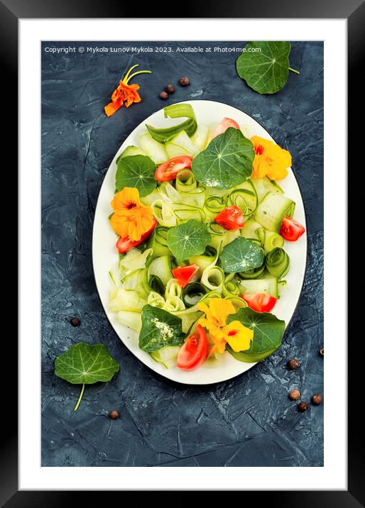 Vegetable salad with nasturtium, diet food. Framed Mounted Print by Mykola Lunov Mykola