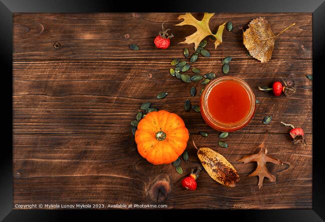 Tasty pumpkin jam, space for text. Framed Print by Mykola Lunov Mykola