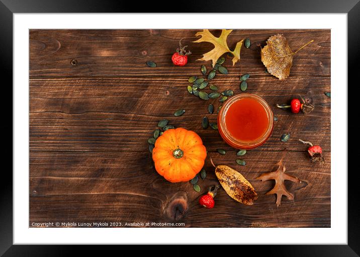 Tasty pumpkin jam, space for text. Framed Mounted Print by Mykola Lunov Mykola