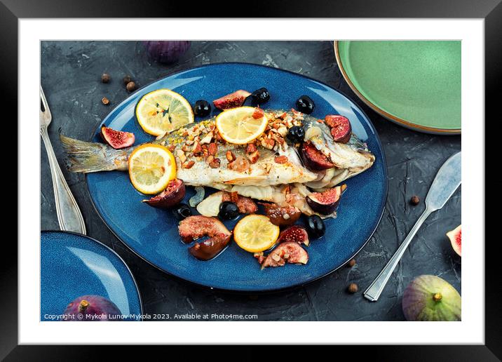 Healthy food, roasted dorado. Framed Mounted Print by Mykola Lunov Mykola