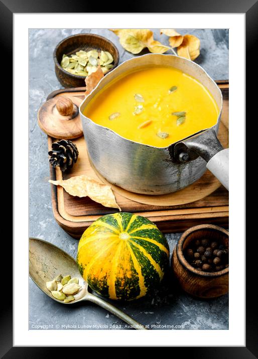 Soup cream of pumpkin Framed Mounted Print by Mykola Lunov Mykola