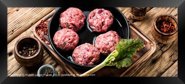 Raw meat balls Framed Print by Mykola Lunov Mykola