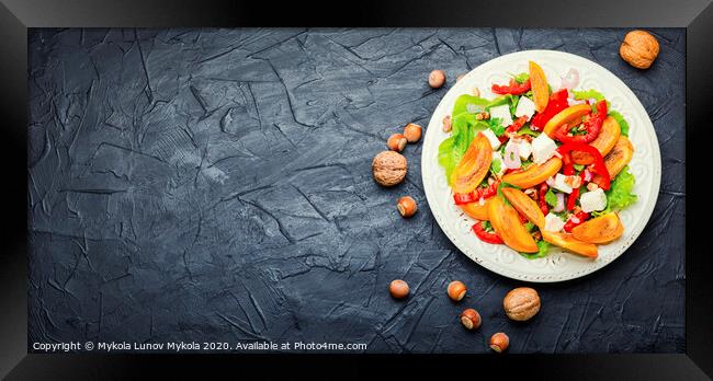 Fresh persimmon salad Framed Print by Mykola Lunov Mykola