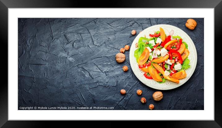 Fresh persimmon salad Framed Mounted Print by Mykola Lunov Mykola