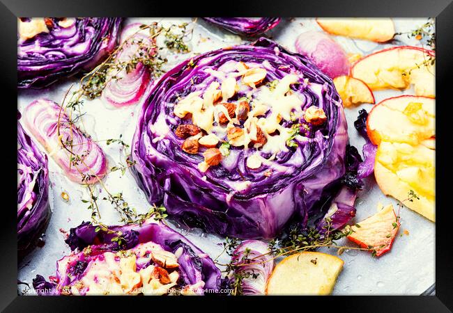 Baked red cabbage with hazelnuts Framed Print by Mykola Lunov Mykola