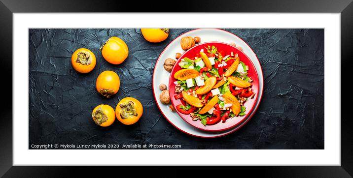 Salad with persimmon Framed Mounted Print by Mykola Lunov Mykola