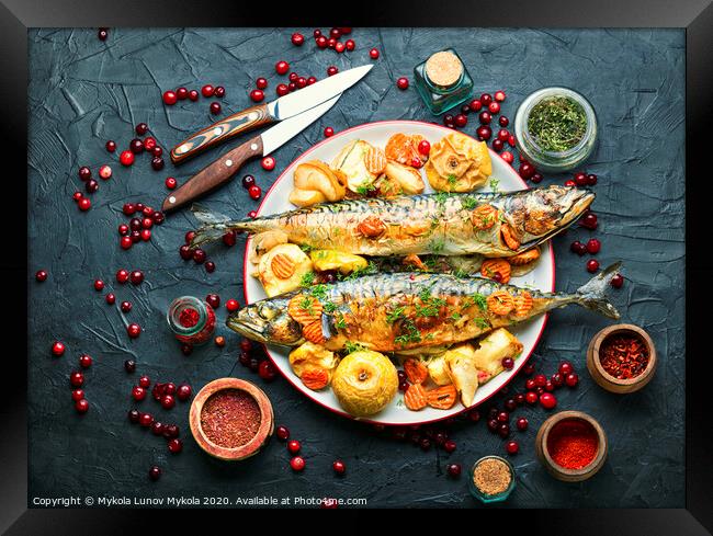 Appetizing baked mackerel Framed Print by Mykola Lunov Mykola