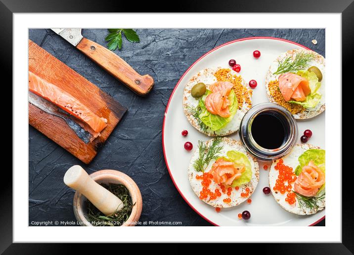 Canapes with smoked salmon Framed Mounted Print by Mykola Lunov Mykola