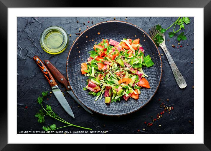 Spring fresh vegetable salad Framed Mounted Print by Mykola Lunov Mykola
