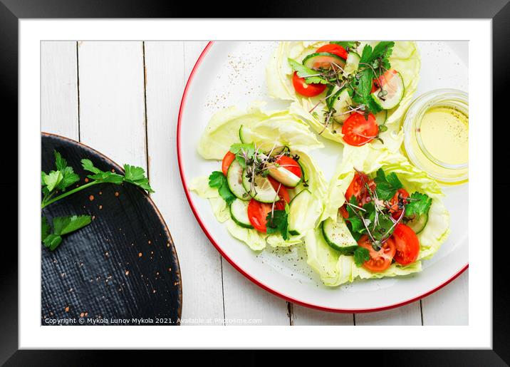 Spring vegetable salad on plate Framed Mounted Print by Mykola Lunov Mykola