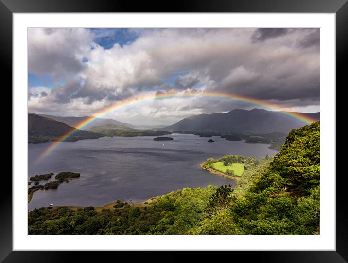 Derwentwater Rainbow Framed Mounted Print by Northern Wild