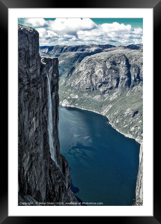 Aerial view of Lysefjorden from Kjeragbolten Framed Mounted Print by Peter Stein