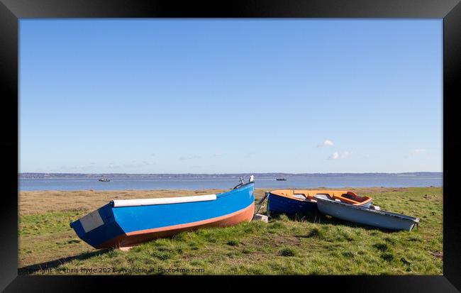 Fishing boats o River Dee Framed Print by chris hyde