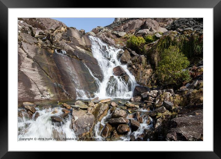 Cwmorthin Waterfall North Wales Framed Mounted Print by chris hyde