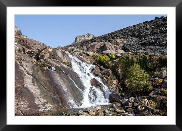 Cwmorthin Waterfall Framed Mounted Print by chris hyde