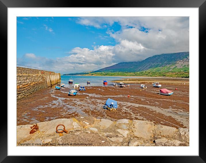 Trefor Harbour and Sea Wall  Framed Mounted Print by chris hyde