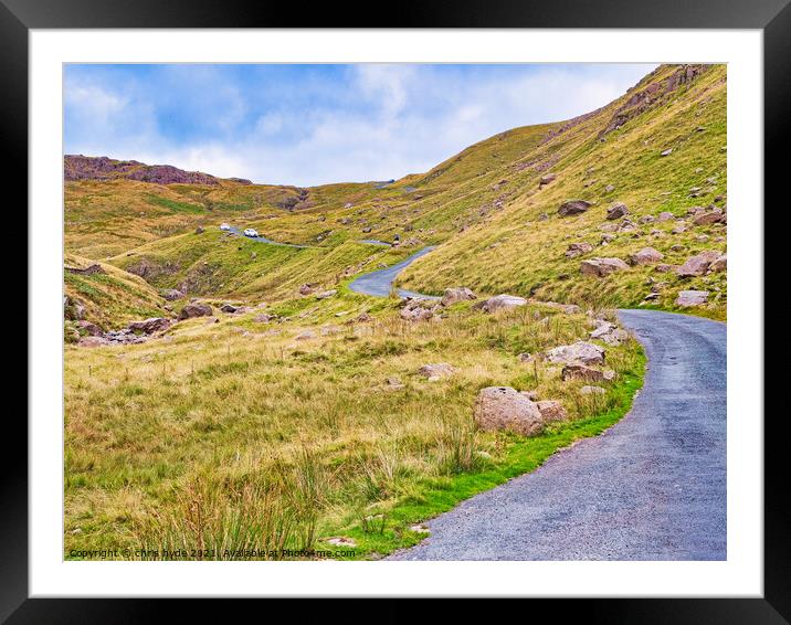 Cars Descending the Hardnott Pass  Framed Mounted Print by chris hyde