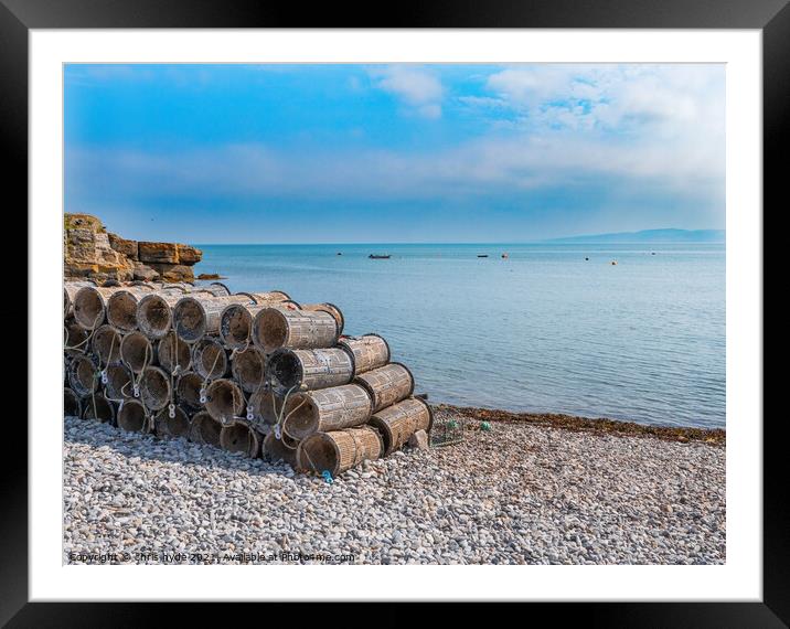 Moelfre Anglesey Lobster Pots Framed Mounted Print by chris hyde