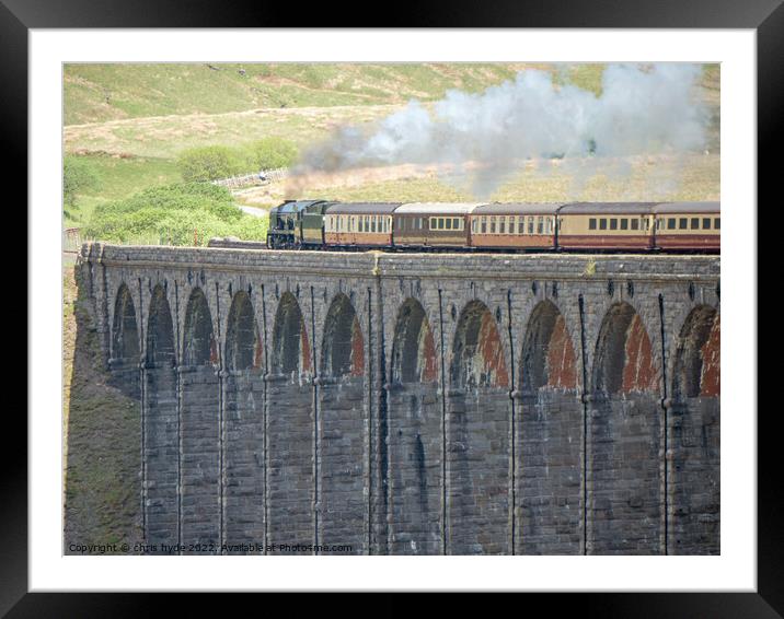 Steam train Braunton on Ribblesdale Viaduct Framed Mounted Print by chris hyde