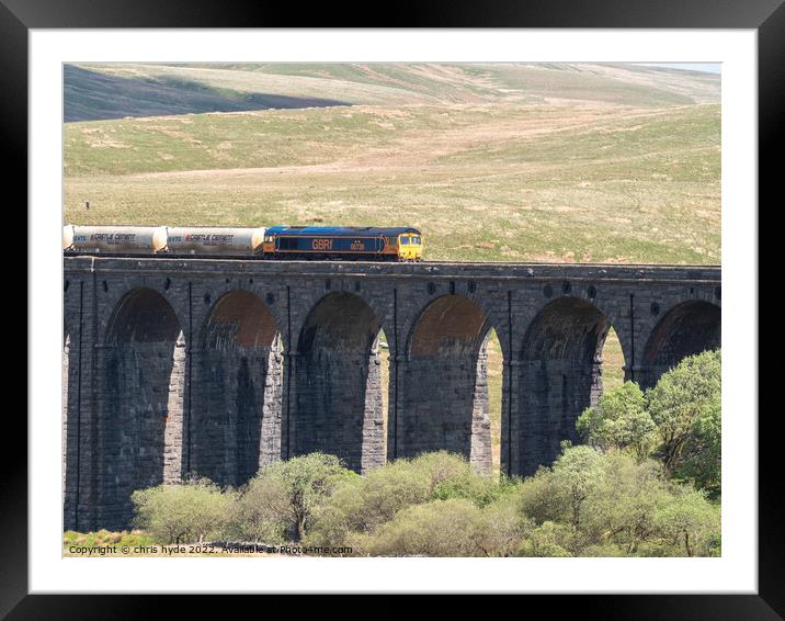 Freight Train on Ribblesdale Viaduct Framed Mounted Print by chris hyde