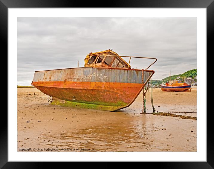 Derelict Trawler and Lifeboat Barmouth Framed Mounted Print by chris hyde