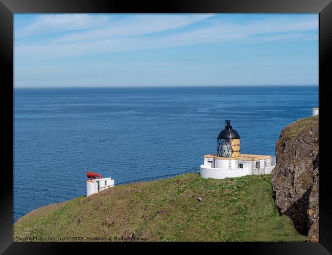 St Abbs Lighthouse overlooking north sea Framed Print by chris hyde