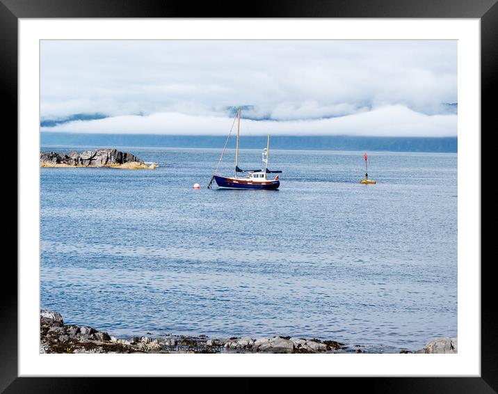 Yacht moored under weather inversion Framed Mounted Print by chris hyde