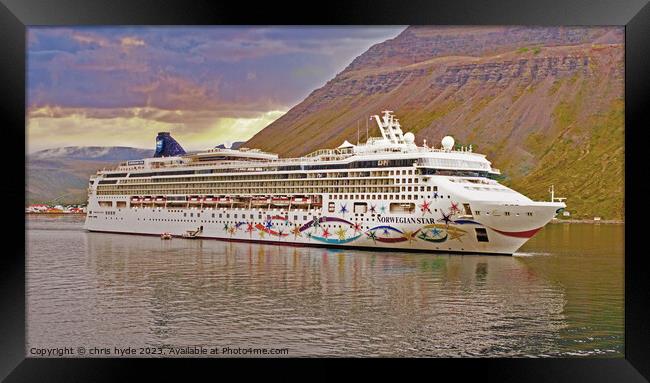 Norwegian Star cruise liner in Iceland Framed Print by chris hyde