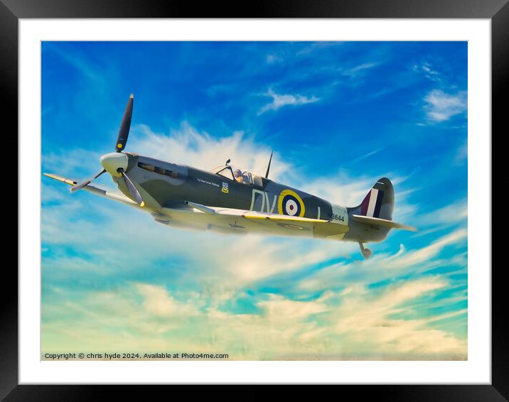 Spitfire Framed Mounted Print by chris hyde