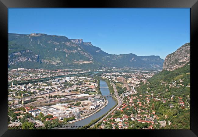 Grenoble River and Alps Framed Print by chris hyde