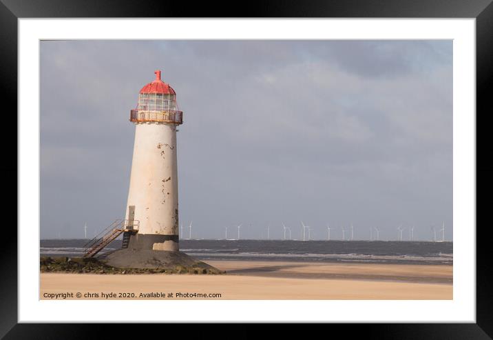 point of ayr lighthouse leaning  Framed Mounted Print by chris hyde
