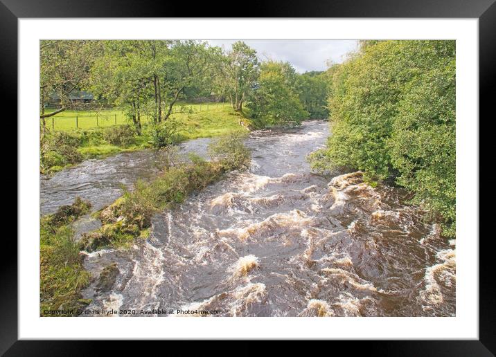 River Conway in Spate Framed Mounted Print by chris hyde