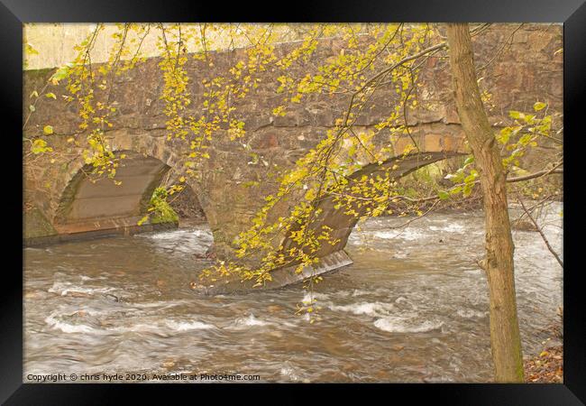 River Alyn footbridge  Framed Print by chris hyde
