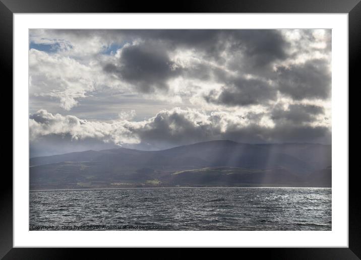 Sun rays on Welsh Mountains Framed Mounted Print by chris hyde