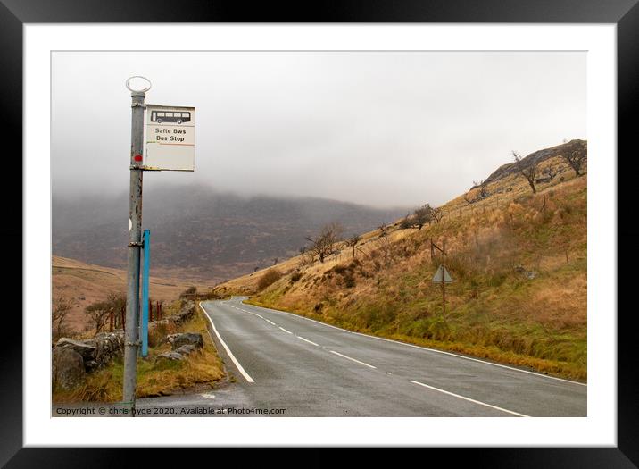 Bus Stop in Snowdonia Framed Mounted Print by chris hyde