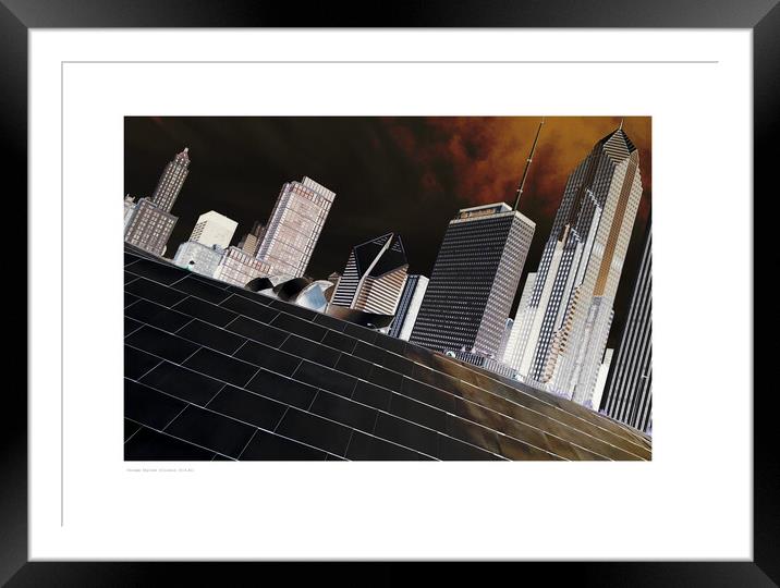 Chicago Skyline Framed Mounted Print by Michael Angus