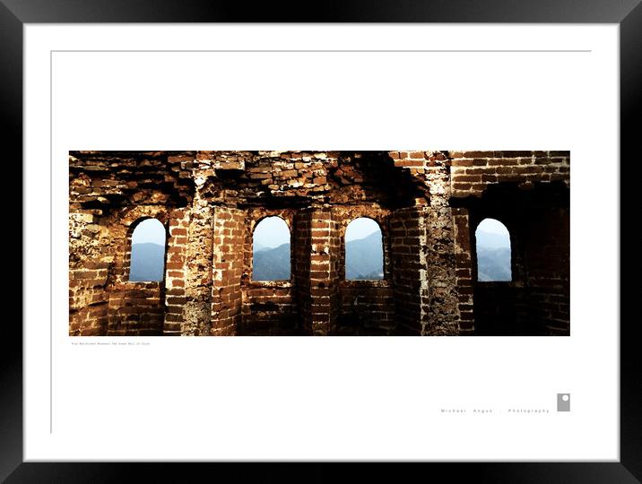Watchtower Windows x 4: Great Wall of China Framed Mounted Print by Michael Angus