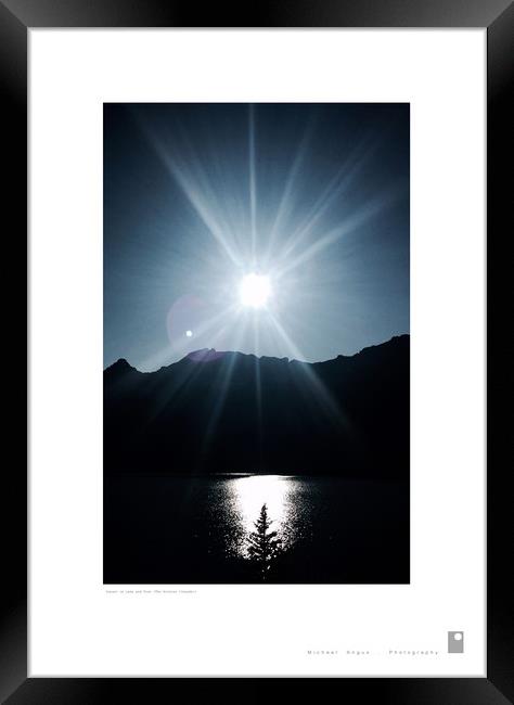 Sunset on Lake and Tree (Canada) Framed Print by Michael Angus