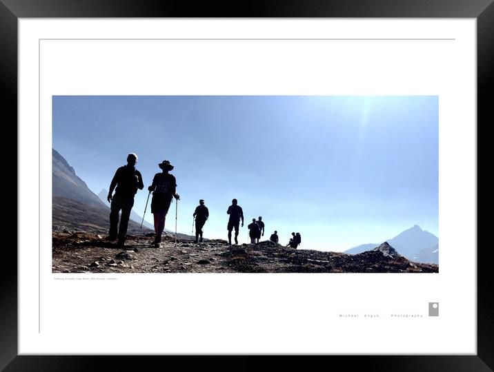 Trekking Friends: Lake Helen (Rockies) Framed Mounted Print by Michael Angus