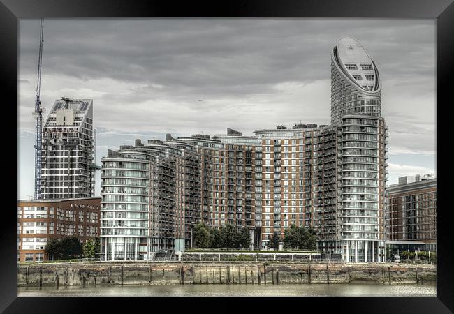 Thames side Flats Framed Print by David French