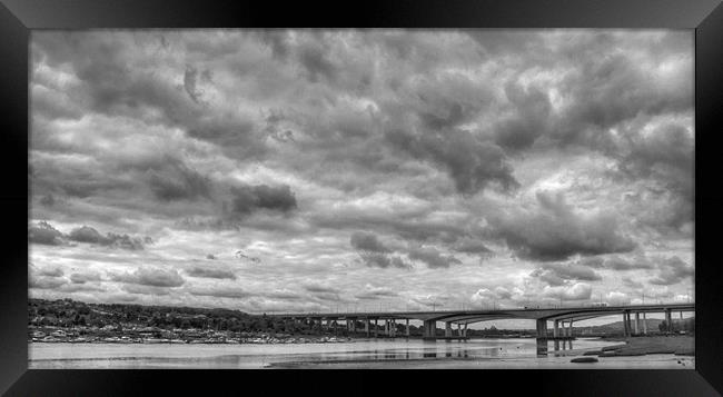 Storm over Medway HDR BW Framed Print by David French